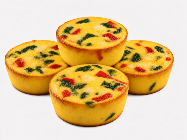 spinach, red pepper and asiago omelette bite